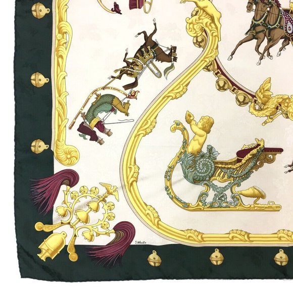 728209L Hermes Scarf Plumes Et Grelots Carre 90 Multicolor Silk 100% - Picture 4 of 9